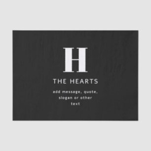 Editable Modern Monogram Name & Message Black Tissue Paper