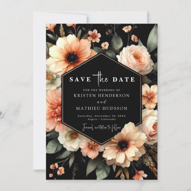 Editable Modern Peach Wedding Save The Date (Front)
