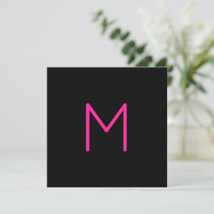 Editable Modern Pink & Black Monogram Card