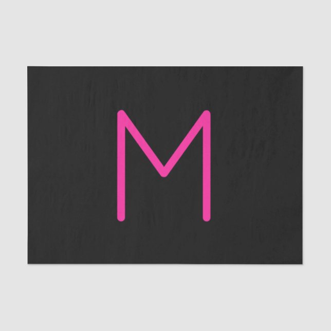 Editable Modern Pink & Black Monogram Tissue Paper (Front)