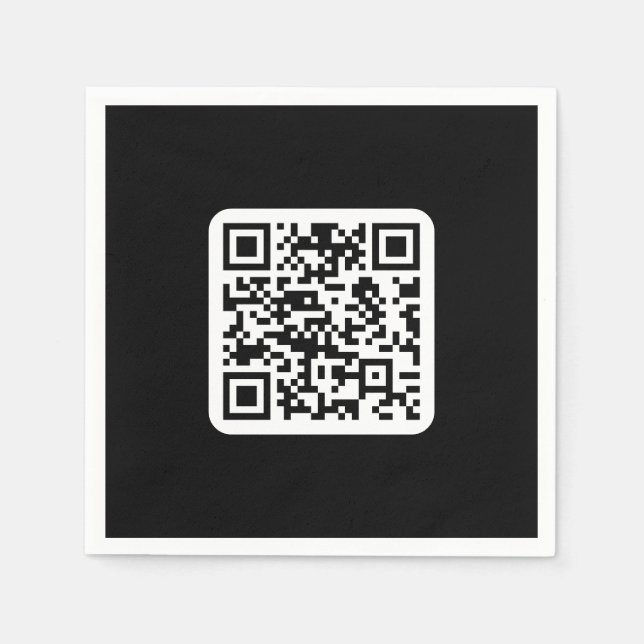 Editable Modern QR code | Black White or Any Colou Napkin (Front)