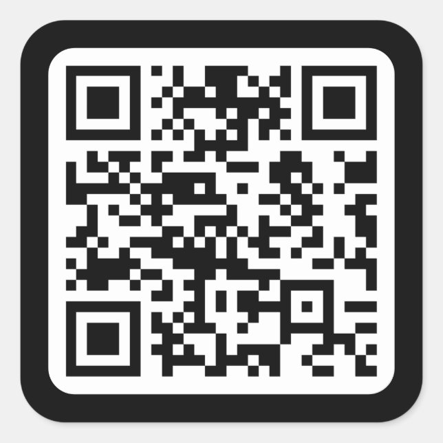 Editable Modern QR code | Black White or Any Colou Square Sticker (Front)
