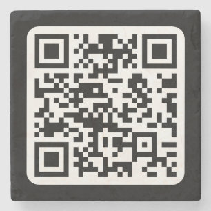 Editable Modern QR code Black White or Any Colou Stone Coaster
