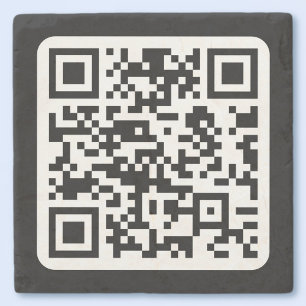 Editable Modern QR code Black White or Any Colou Stone Coaster