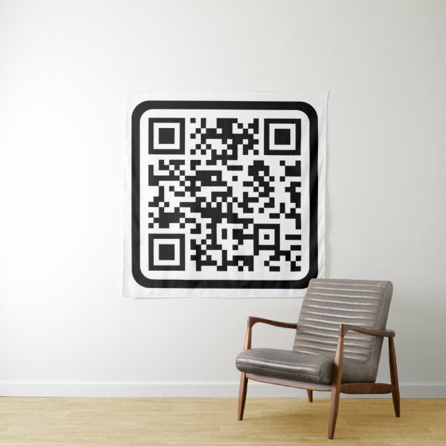 Editable Modern QR code | Black White or Any Colou Tapestry (In Situ (Horizontal))