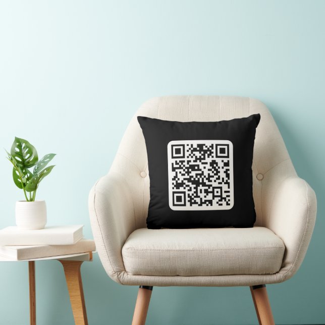 Editable Modern QR code | Black White or Any Colou Throw Pillow (Chair)