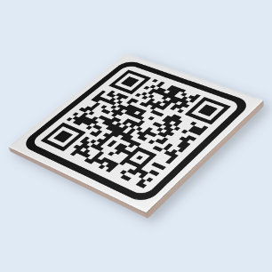 Editable Modern QR code Black White or Any Colou Tile