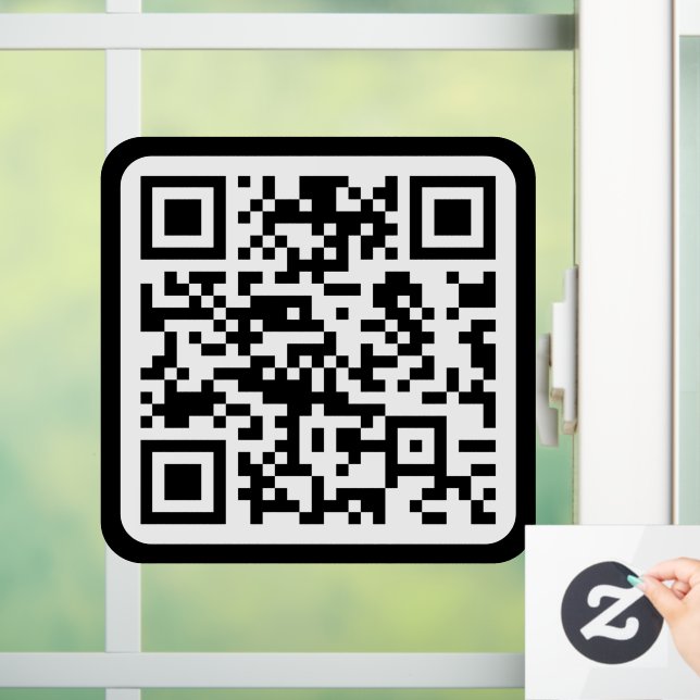 Editable Modern QR code | Black White or Any Colou Window Cling (Home)