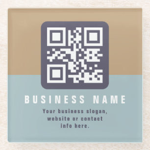 Editable Modern QR code Template Muted Colours Glass Coaster