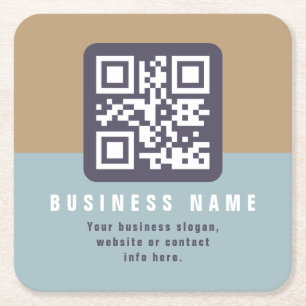 Editable Modern QR code Template Muted Colours Square Paper Coaster