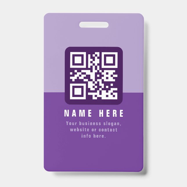 Editable Modern QR code Template | Purples Badge (Front)