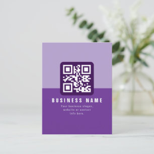 Editable Modern QR code Template   Purples Postcard