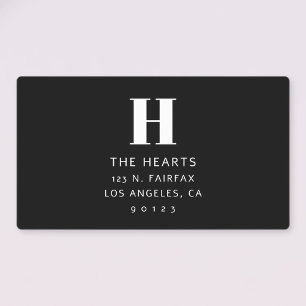 Editable Modern Return Address & Monogram   Black