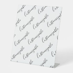 Editable Modern Scrip Text Pattern Black & White Pedestal Sign