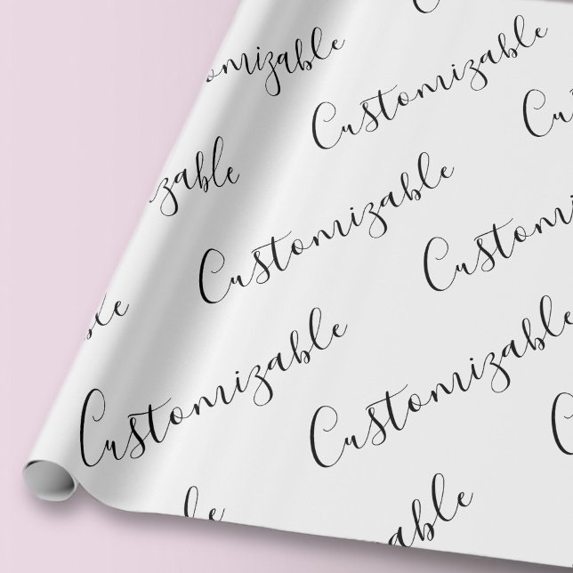Editable Modern Scrip Text Pattern | Black & White Wrapping Paper (Creator Uploaded)