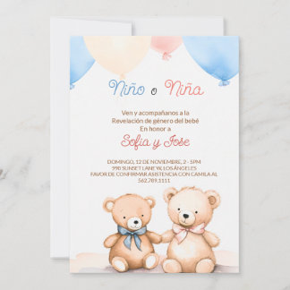 Editable Modern Spanish Gender Reveal Invitation