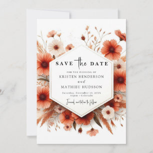 Editable Modern Terracotta Wedding Save The Date