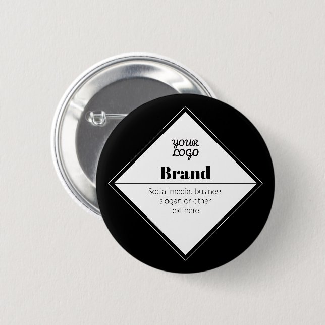 Editable Modern Text Design & Your Logo 2 Inch Round Button (Front & Back)