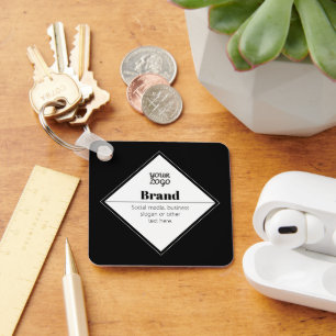 Editable Modern Text Design & Your Logo Keychain