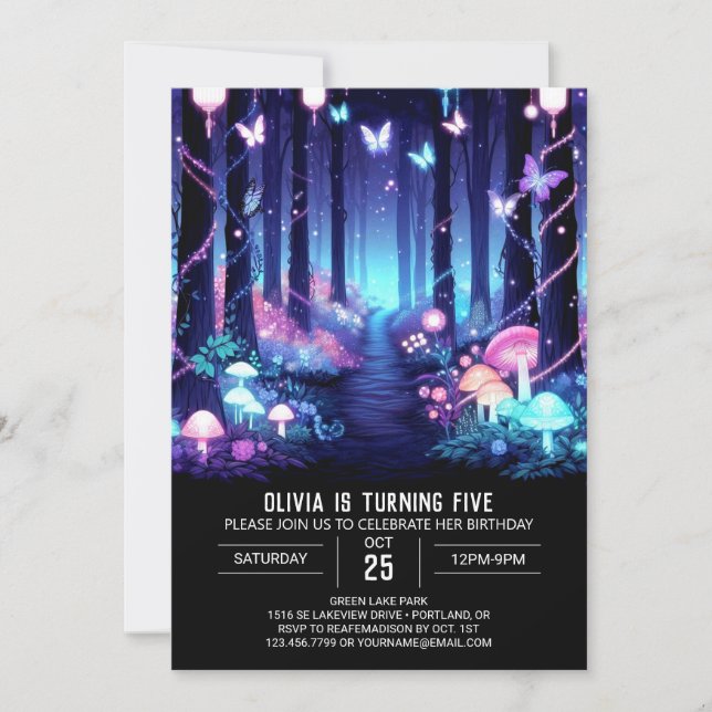 Editable Modern Woodland Digital Birthday Invitation (Front)
