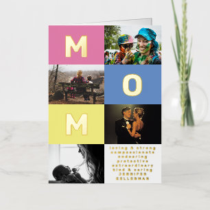 EDITABLE MOM COLOR BLOCKS MULTI Photo GOLD Foil Holiday Card