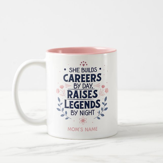 Editable Mom Quote Typography – Career & Love Two-Tone Coffee Mug (Left)