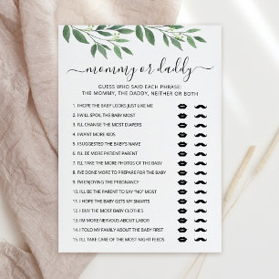 Editable Mommy or Daddy Baby Shower game Card