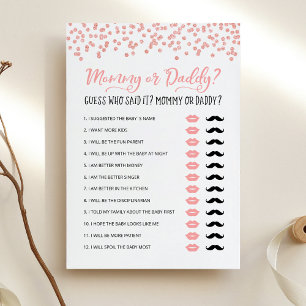 Editable Mommy or Daddy Baby Shower game Card