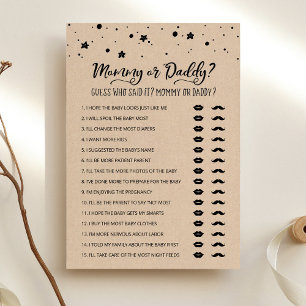 Editable Mommy or Daddy Baby Shower game Card