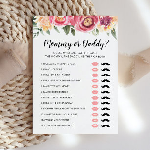 Editable Mommy or Daddy Baby Shower game Card