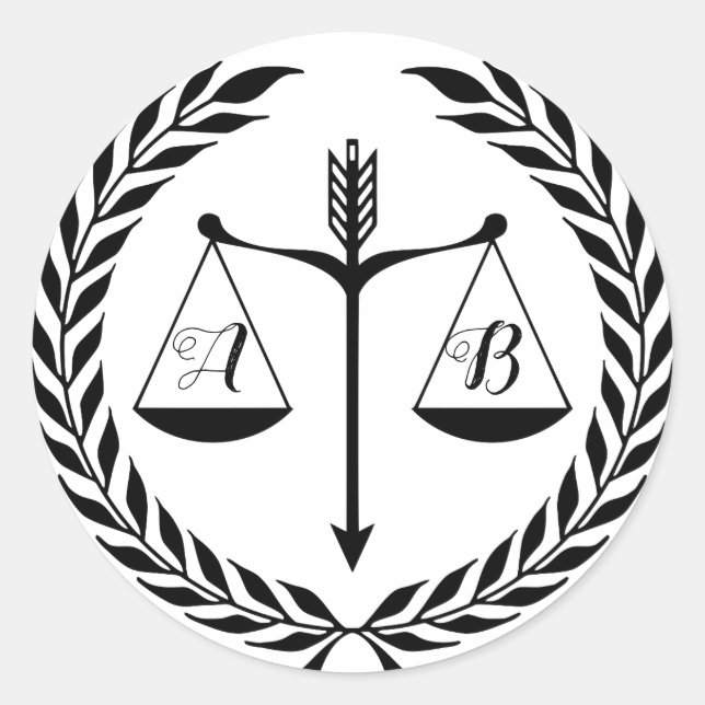 Editable monogram lawyer attorney judge classic round sticker (Front)