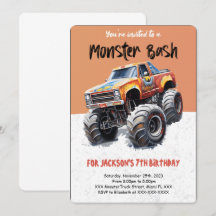 Editable Monster Truck Birthday