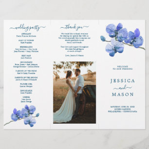 Editable Moth Orchid Trifold Wedding Program