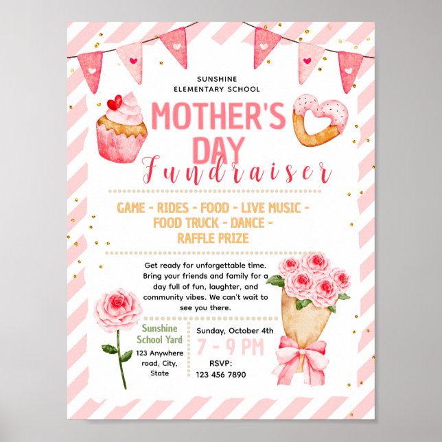Editable mothers day Fundraiser Flyer Poster (Front)
