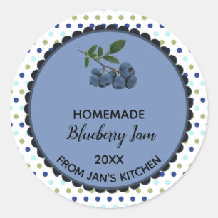 Editable Multicoloured Polk Dot Blueberry Jam Classic Round Sticker