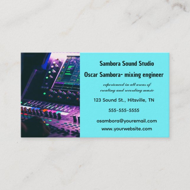 Editable Music Sound Mixing Engineer Business Card (Front)