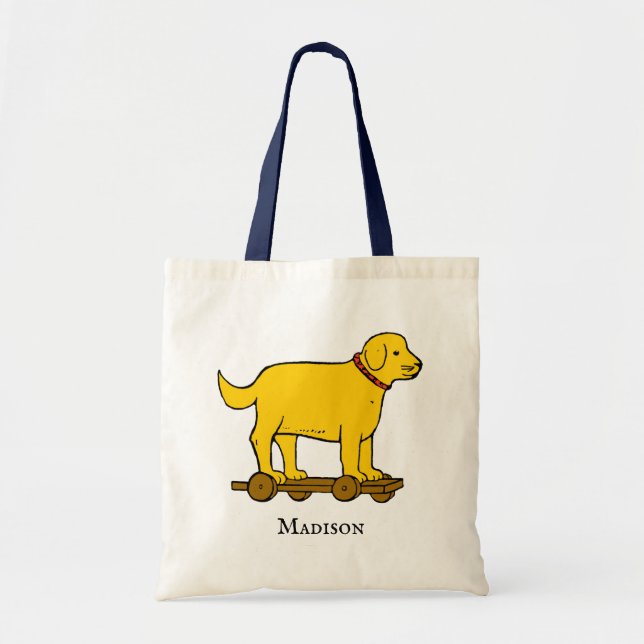 Editable Name and Vintage Toy Dog Tote Bag (Front)