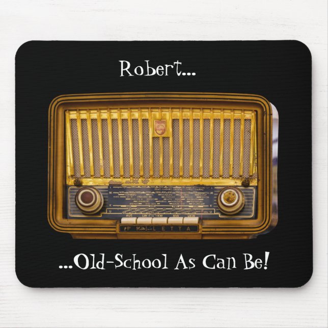 Editable Name Antique Tube Retro Radio Mouse Pad (Front)