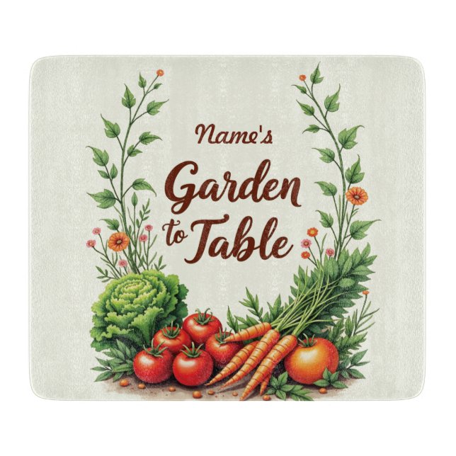 Editable Name Garden to Table Cutting Board (Front)