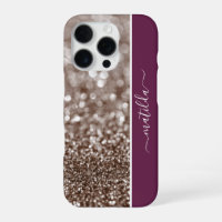 EDITABLE name Glitter Bokeh copper and burgundy