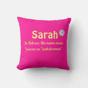 Editable Name Meaning and Gerbera Daisy Throw Pillow