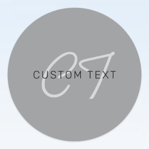 Editable Name or Greeting   Black & Dark Grey Classic Round Sticker
