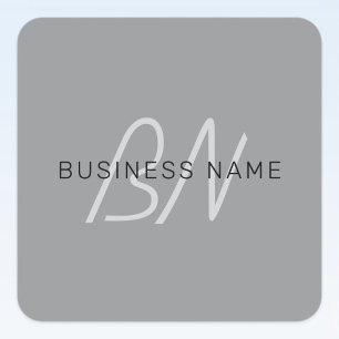 Editable Name or Greeting Black & Dark Grey Square Sticker