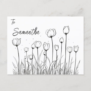 Editable Named Tulip Flower Tulipa Floral Design Postcard