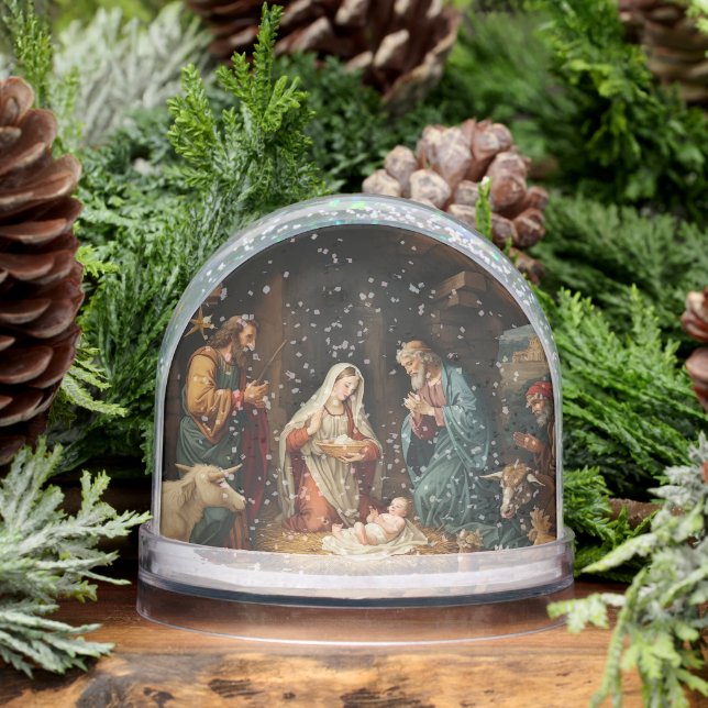 Editable Nativity and Year Snowglobe (Winter)
