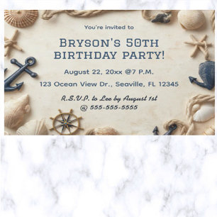 Editable Nautical Ocean  Invitation