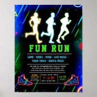 Editable neon glow fun run fundraiser flyer
