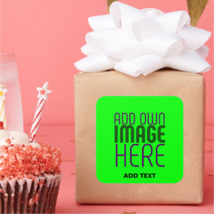 EDITABLE NEON GREEN IMAGE TEXT TEMPLATE PARTY SQUARE STICKER