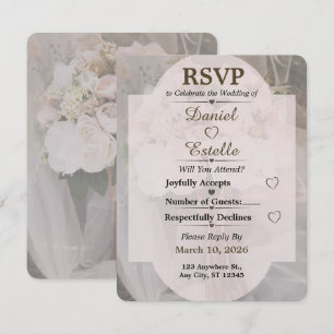 Editable Neutral Boho Wedding RSVP Card