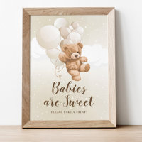 Editable Neutral Teddy Bear Treat Table Sign 